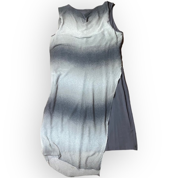 Ronan Chen Stretch Silky Slip Dress Tunic Grey White Size Medium - Picture 8 of 12